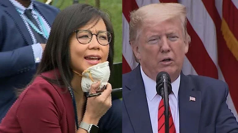 C'est une putain de question... Trump tombe sur le journaliste et quitte la conférence pour COVID-19.