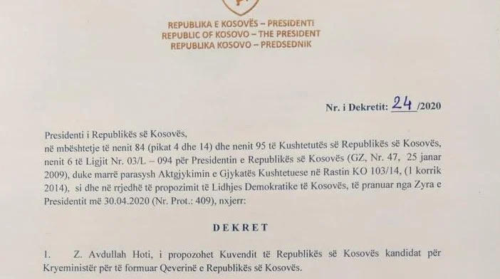 DEATH: Questo è un documento che decreta Hoti per il nuovo primo ministro