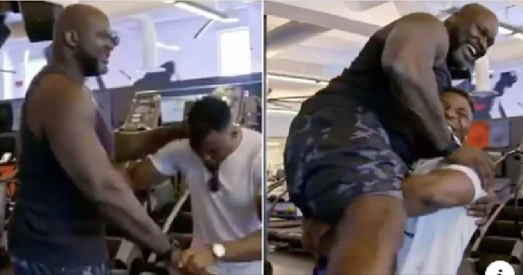 Shaquille O'Neal, de 147 kg, como un bebé.