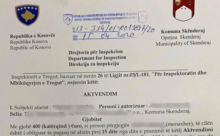 Aumentare i prezzi in contanti, 400 euro multa per supermercato a Skenderaj
