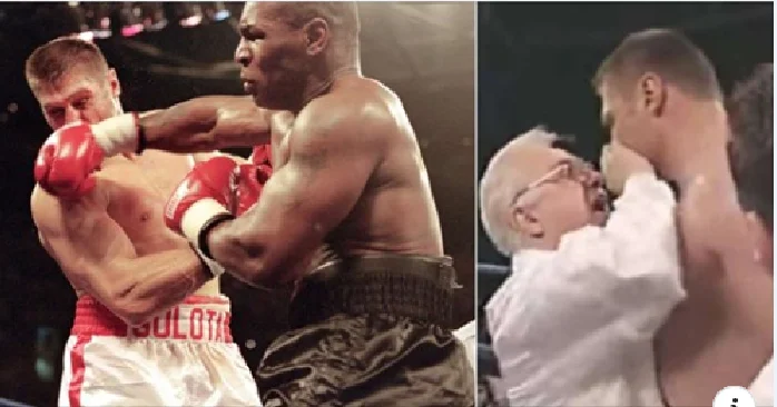 When Tyson forced his opponent to surrender, the coach tried hard to put him in the ring