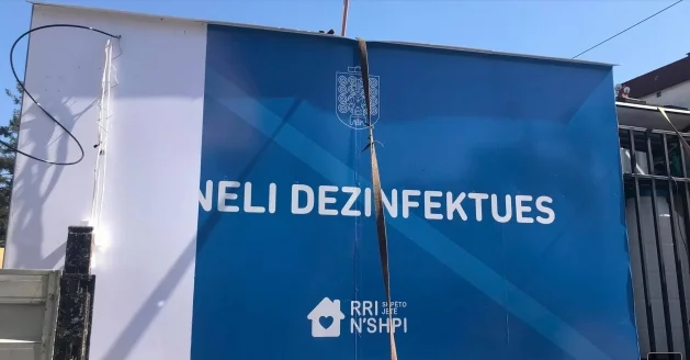 Pristina done with disinfectant tunnel
