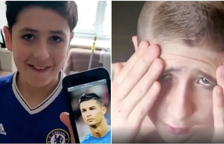 Le pidió a su padre que le cortara el pelo como Ronaldo, ver con qué tipo de pelo termina el niño.
