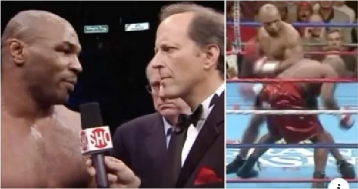 Non dimenticare mai il momento in cui Mike Tyson disse di aver combattuto la schiena dopo aver trionfato in 49 secondi.