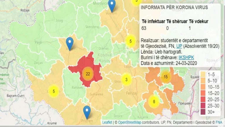 UP students create information websites for distribution of coronary in Kosovo