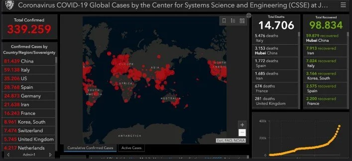 Nearly 340,000 infected worldwide, cases increase in the United States