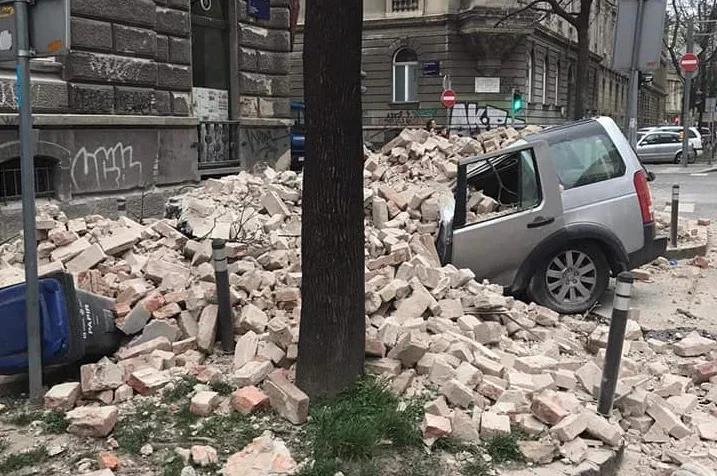 Zagreb Sicht nach schrecklichen Erdbeben Beben Beben Beben