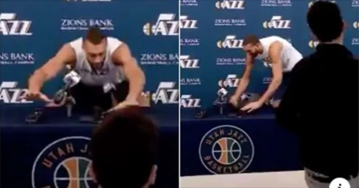 Giocatore di NBA con coronari colpisce deliberatamente tutti i microfoni alla conferenza stampa