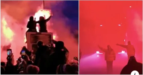 Liverpool Fans spendeten die spannende Atmosphäre vor dem Teambus heute Abend