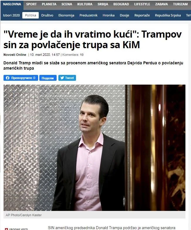 Serbian media enjoy US warnings of withdrawal of troops from Kosovo