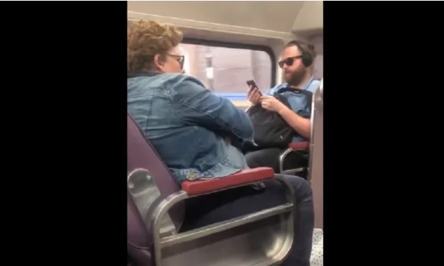 Una mujer tose en un tren así.