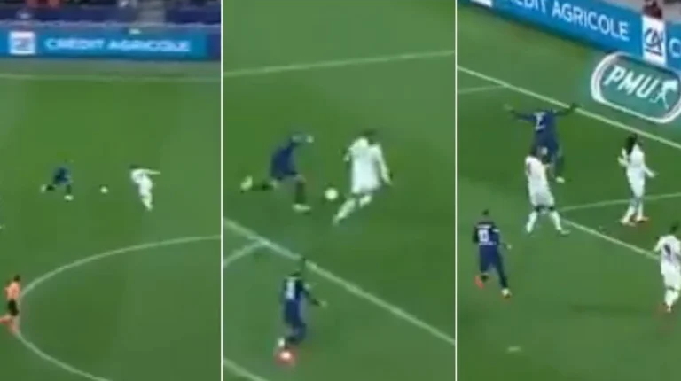 Er rannte 75 Fuß mit einem Ball und scored