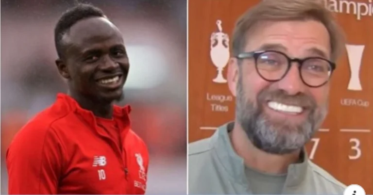 Klopp's brilliant reaction when journalist tells him Mane didn't know each player took a medal when winning the title