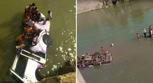 Der Hochzeitsbus fällt in den Fluss, stirbt 24