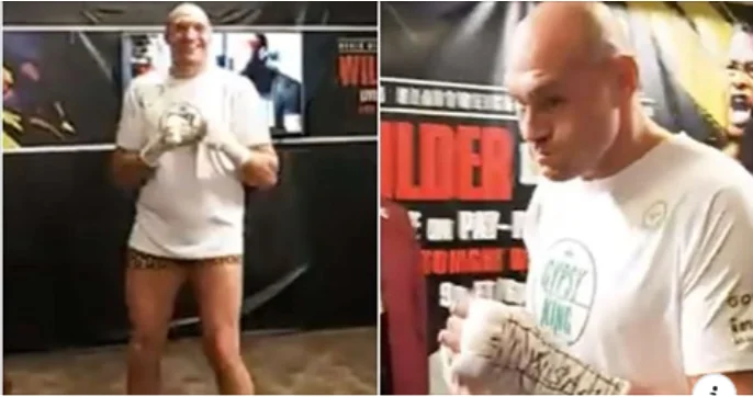 Pamjet e papara më herët tregojnë disponimin në zhveshtoren e Tyson Furyt para fitores kundër Deontay Wilderit