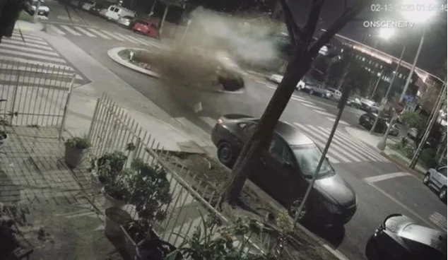Look how the drunk driver flies in a car.