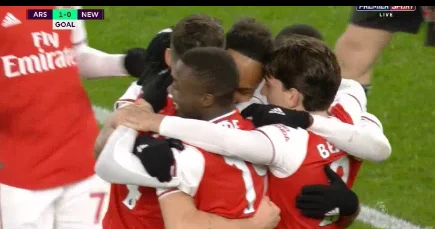 Arsenal in the upper, two goals in a few minutes