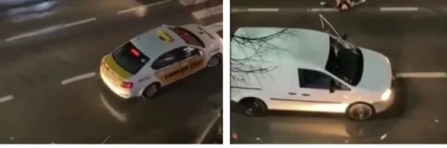 Una persona si trova nel mezzo della strada a Pristina, minaccia auto in movimento