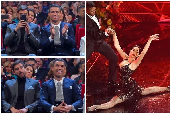 Georgia rules the scene in Sanremo, Cristiano Ronaldo cannot separate her eyes
