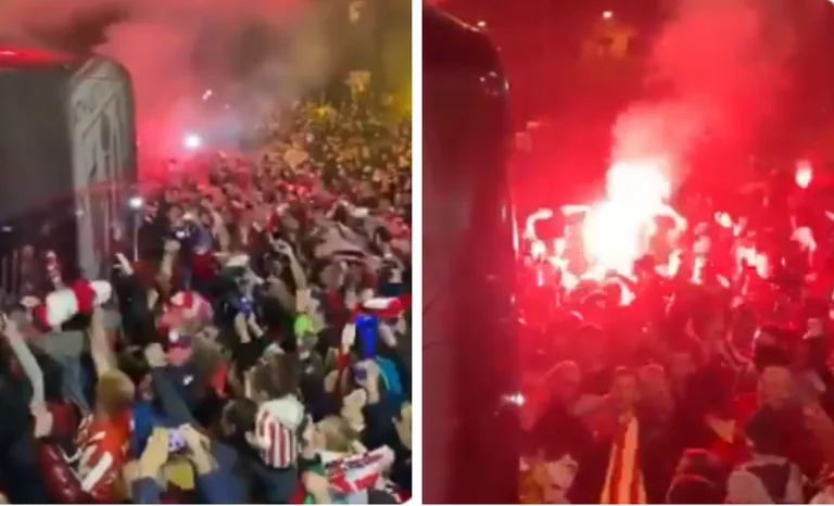 The town in Falca Before the Bilbao-Barcelona game: Fans wait for the magic - atmosphere bus