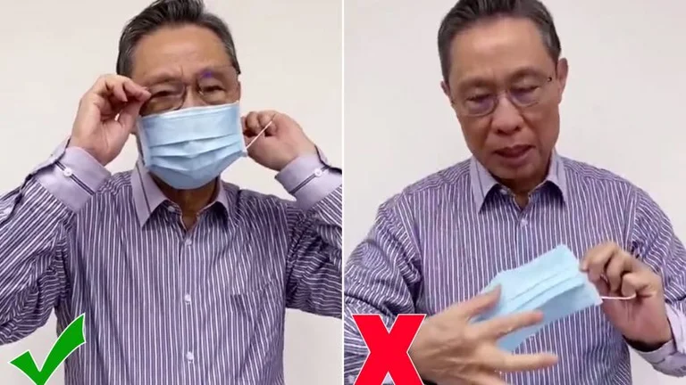 Chinese medical expert shows the proper way to set a surgical mask