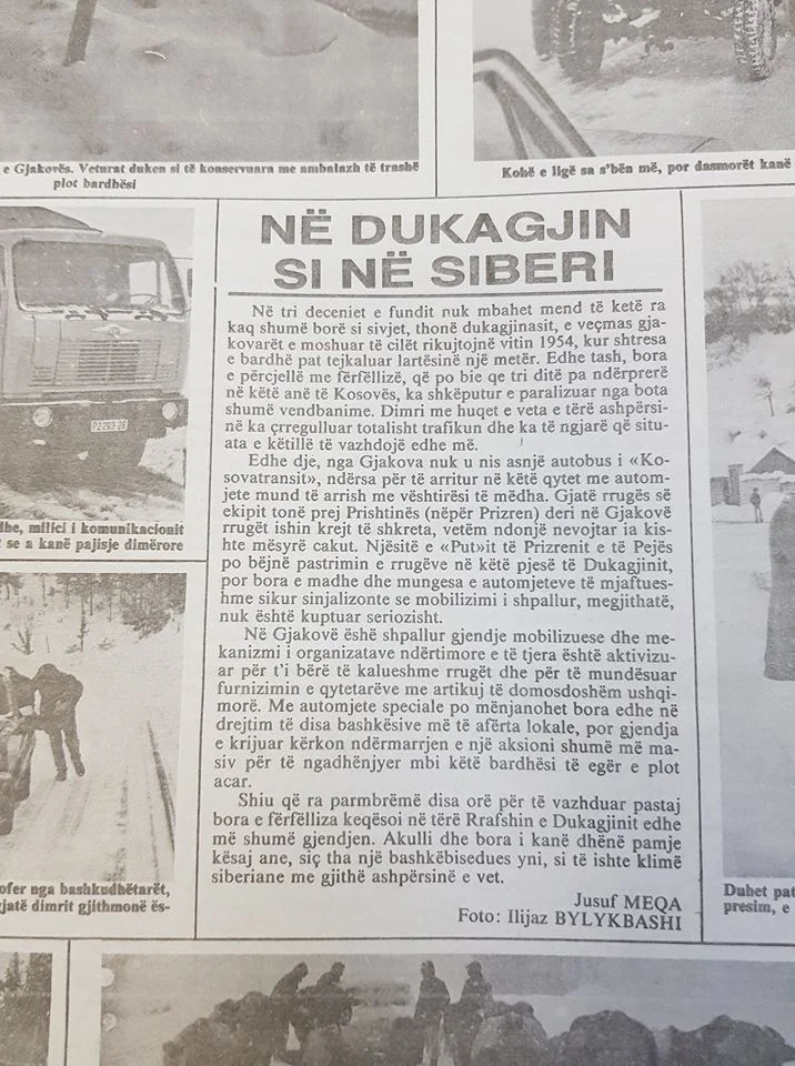 35 anni fa in Kosovo neve fino a tre piedi [1 m], temperature meno 29 gradi