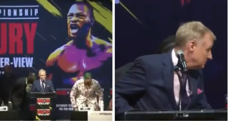 Prezantuesi mbeti i tmerruar nga veprimi i Deontay Wilderit në konferencë para meçit me Tyson Furyn