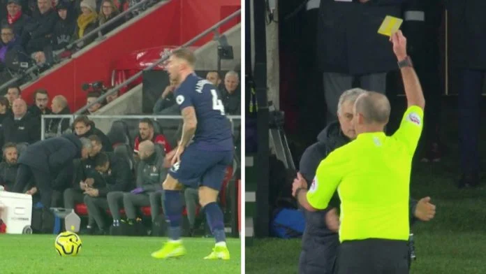 Mourinho never changes, takes yellow card after going to steal the tactic of the opponent