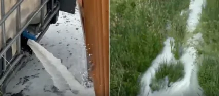 The discount, Drenas farmers protest by spilling milk into channel (VIDEO)