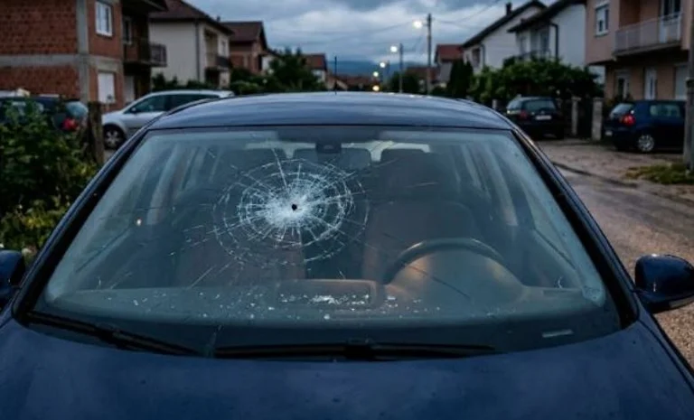 ガンシェルは、カカニクの女性の車窓にダメージを与えます