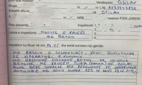Inspektorët shqiptojnë gjoba për kompanitë, kamionët e së cilave ndotën rrugët me beton