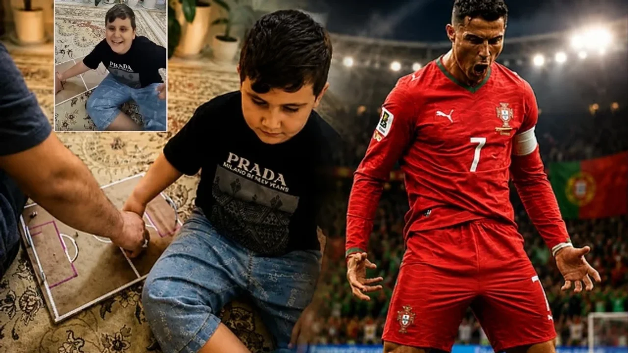Video që bëri të qajë planeti  Babai përdori një tabelë taktike për t ia përcjellë golin e Ronaldos djalit të tij të verbër