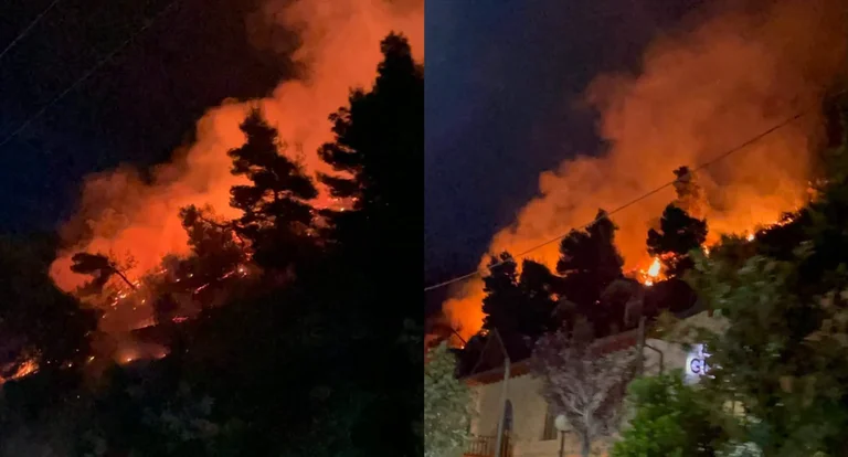 Fire on Mount Stryn, firemen on scene.