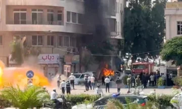 Blasts in Damascus until Macro was meeting with the Syrian president