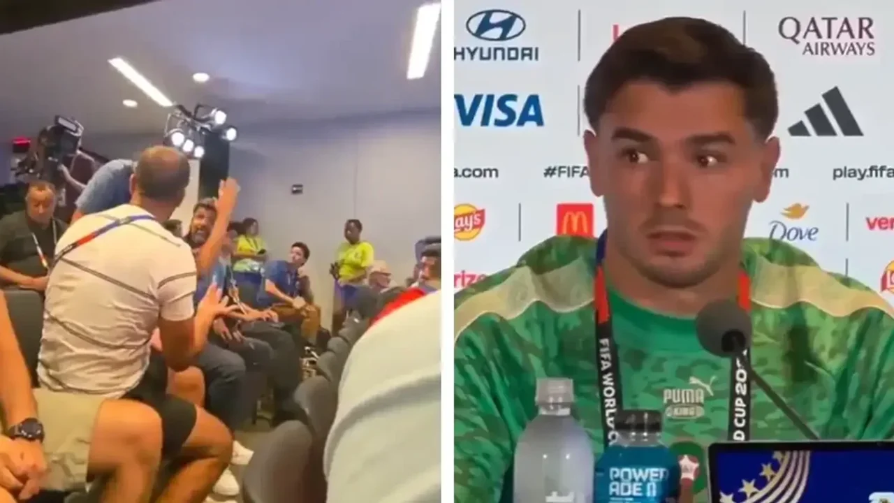 Momente kaotike para Marok   Francë  konferenca e Brahim Diaz ndalet nga përleshja mes gazetarëve
