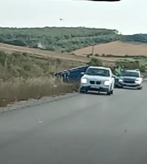 Accident on Pollac Street Vushtrri, a car rolls down the road